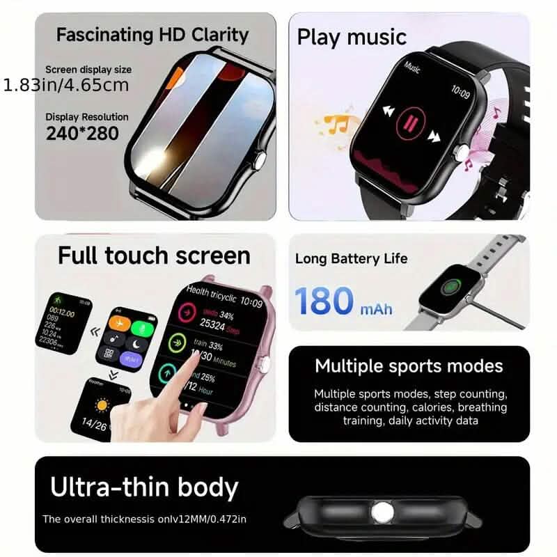 Full Touch Screen Smart Watch: Sleek Design, Smart Notifications & Fitness