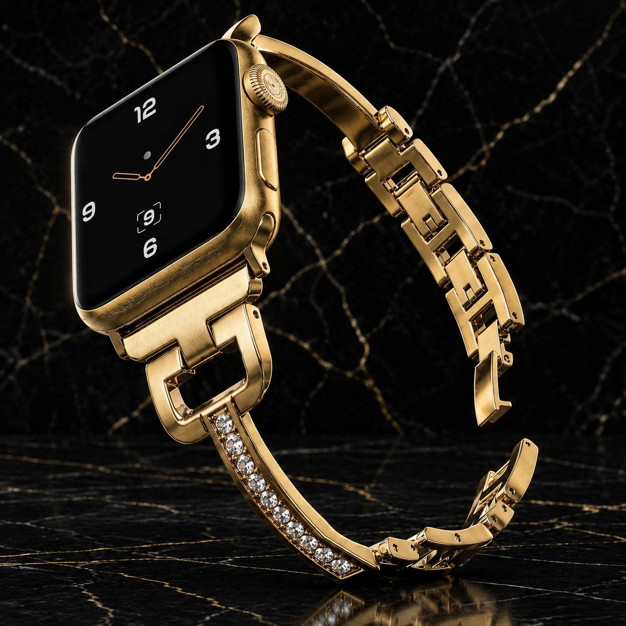 DiamondLink Luxury Crystal Bracelet for Apple Watch – Gold Edition