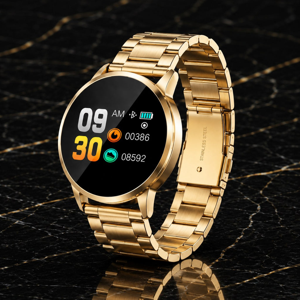 AuraTrack Smartwatch – Rose-Gold Wellness & Activity Monitor