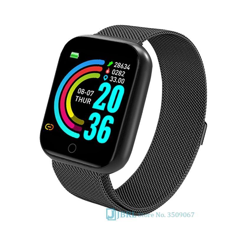 Luxury Stainless Steel Square Smartwatch: Fashion Sport Watch for Men & Women