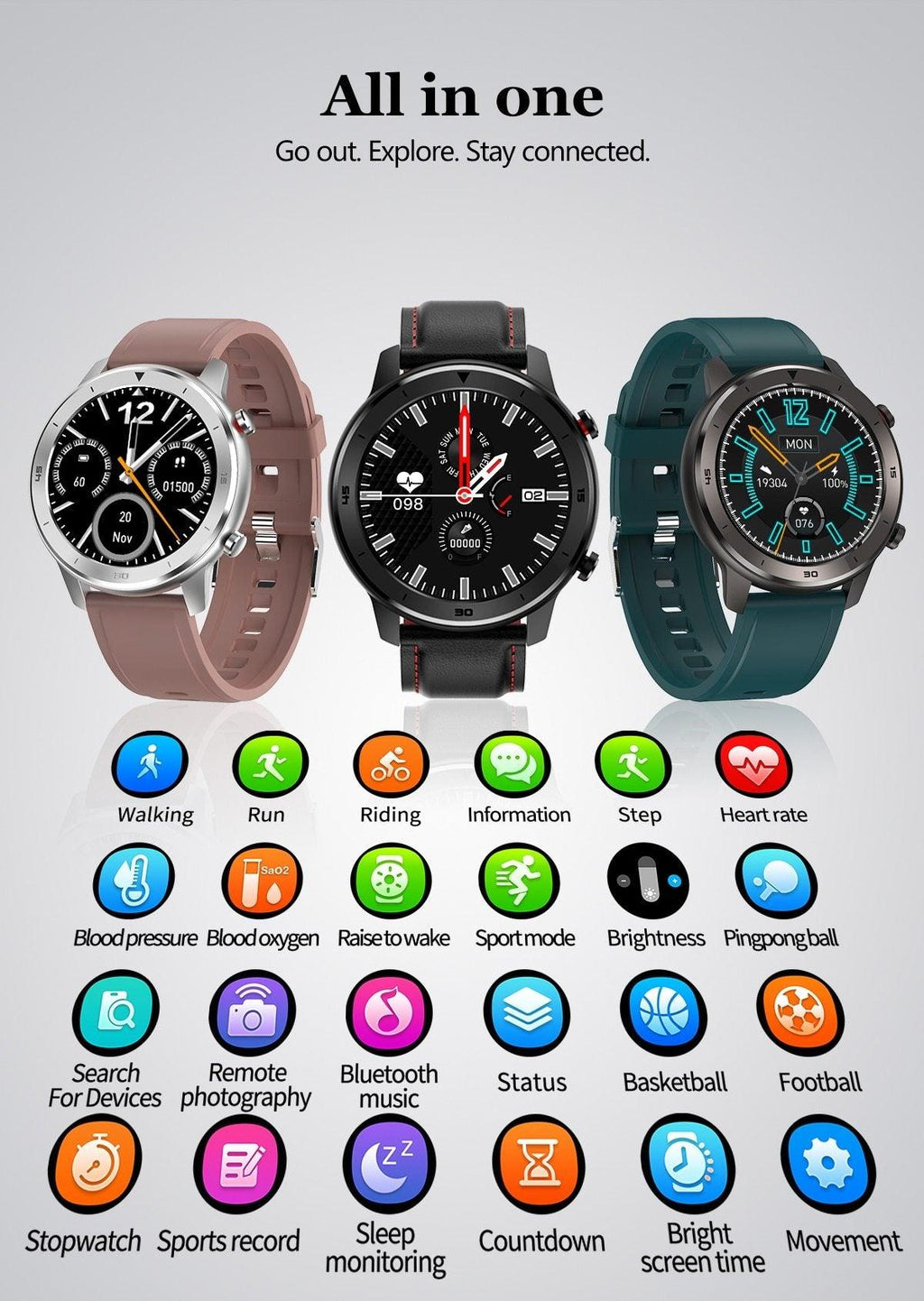 Luxury IP68 Round Touch Smartwatch for Men: 5-Day Battery, HR & BP Tracker