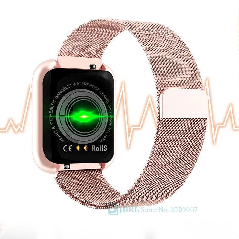 Luxury Stainless Steel Square Smartwatch: Fashion Sport Watch for Men & Women