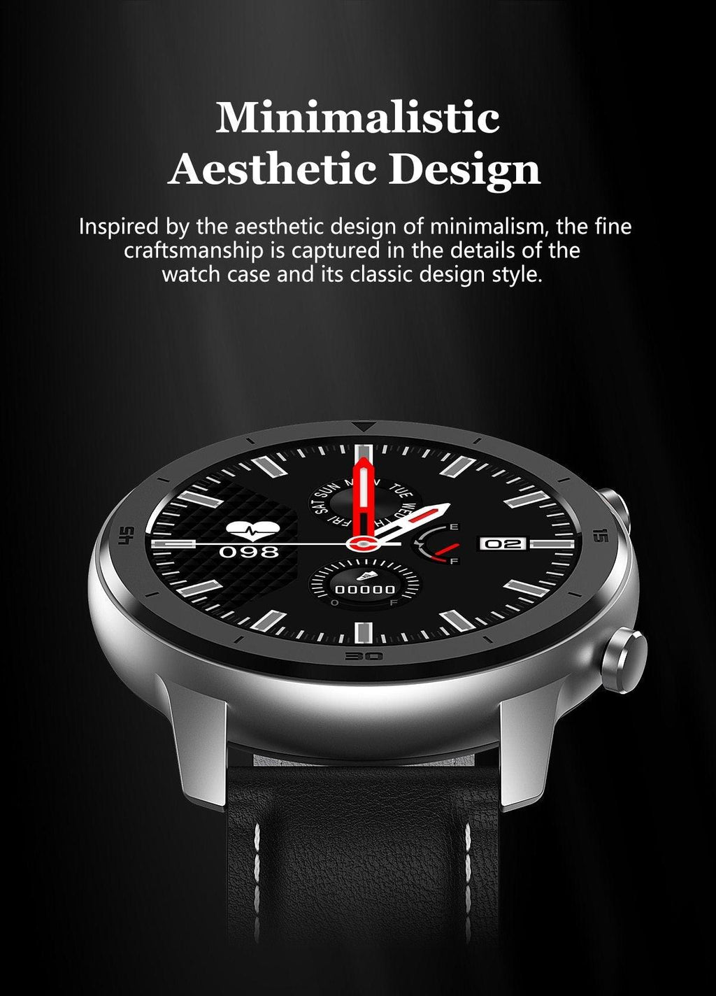 Luxury IP68 Round Touch Smartwatch for Men: 5-Day Battery, HR & BP Tracker