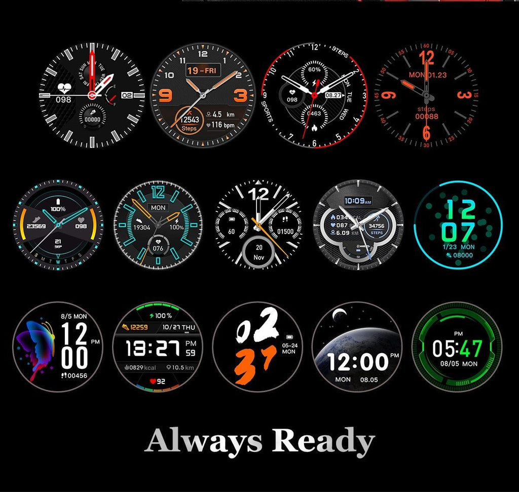 Luxury IP68 Round Touch Smartwatch for Men: 5-Day Battery, HR & BP Tracker