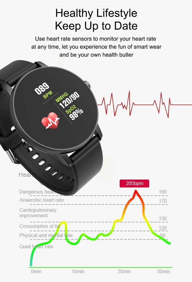 New Fashion Waterproof Fitness Smartwatch: HR & BP Tracker for iOS/Android