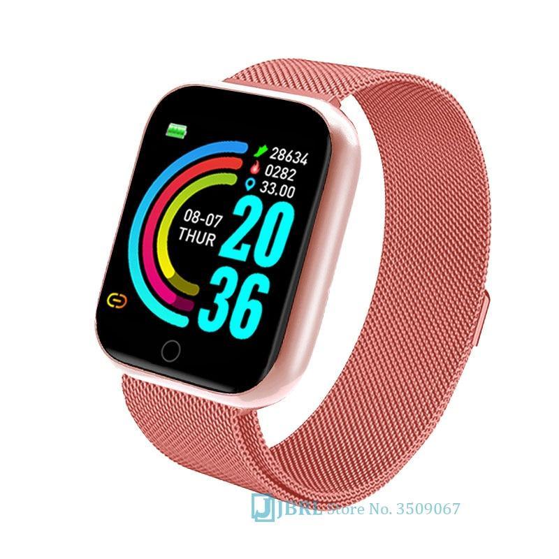 Luxury Stainless Steel Square Smartwatch: Fashion Sport Watch for Men & Women