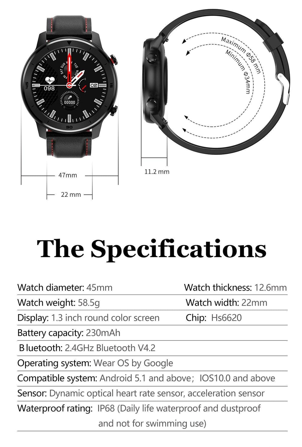 Luxury IP68 Round Touch Smartwatch for Men: 5-Day Battery, HR & BP Tracker