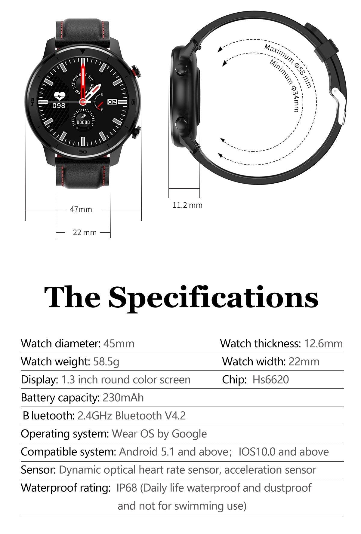 Luxury IP68 Round Touch Smartwatch for Men: 5-Day Battery, HR & BP Tracker