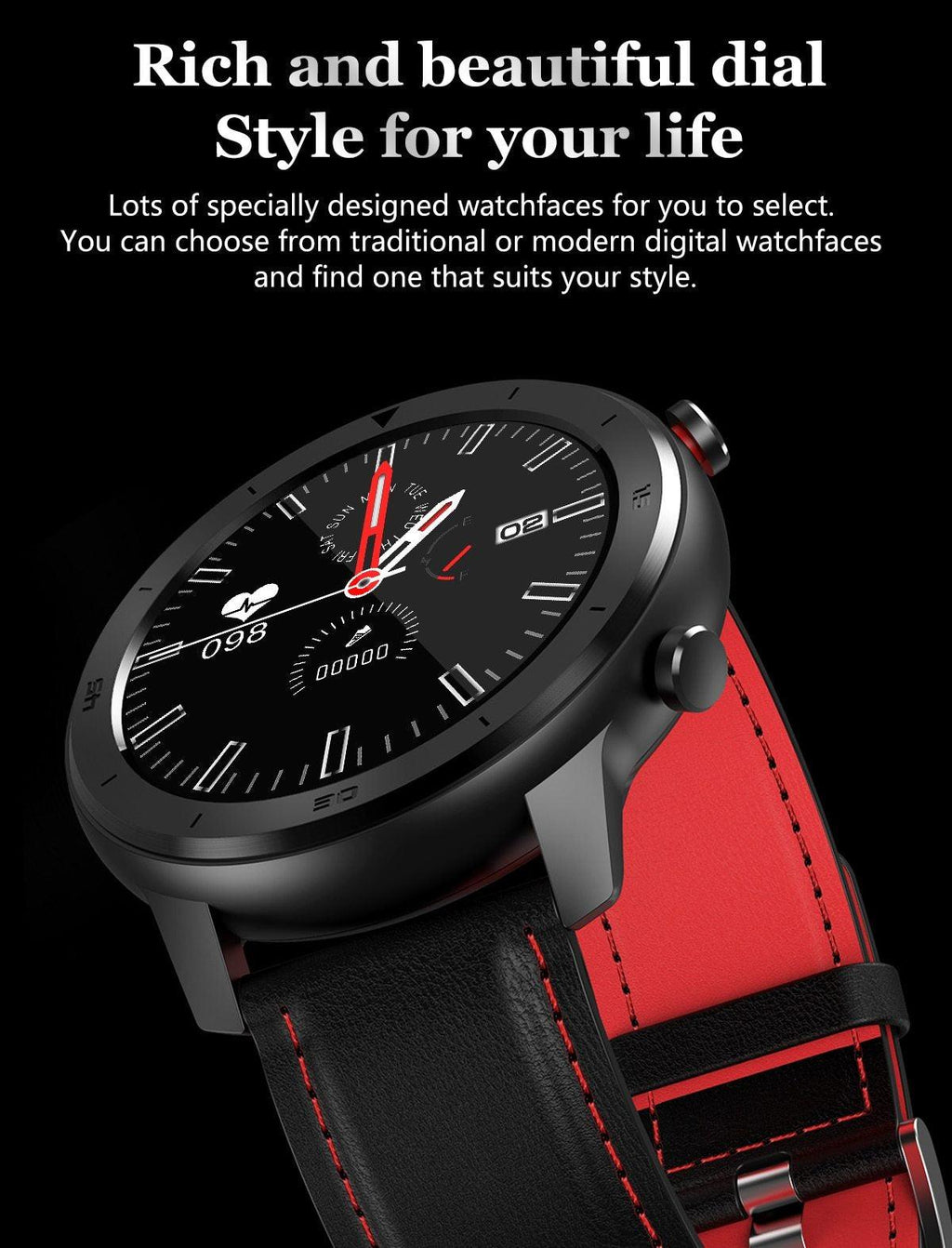 Luxury IP68 Round Touch Smartwatch for Men: 5-Day Battery, HR & BP Tracker