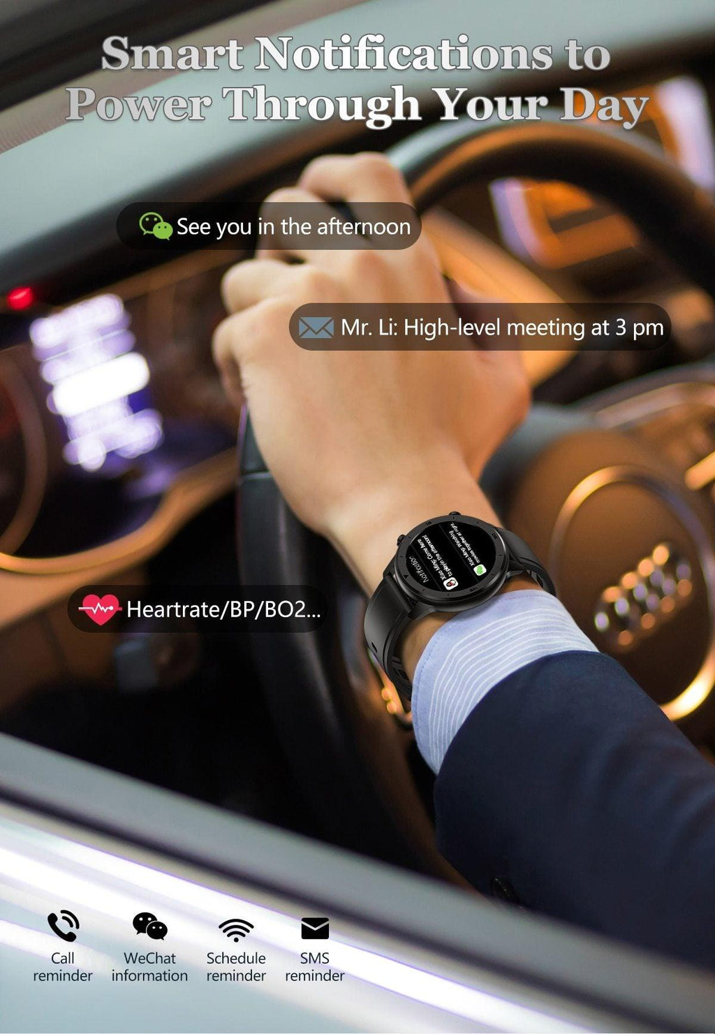 Luxury IP68 Round Touch Smartwatch for Men: 5-Day Battery, HR & BP Tracker