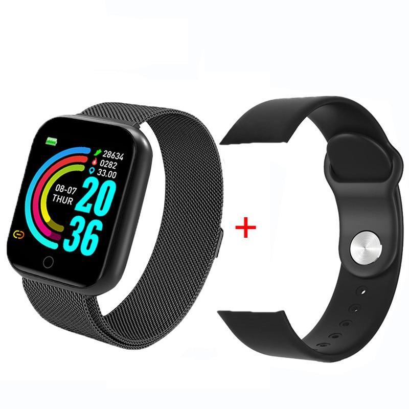 Luxury Stainless Steel Square Smartwatch: Fashion Sport Watch for Men & Women