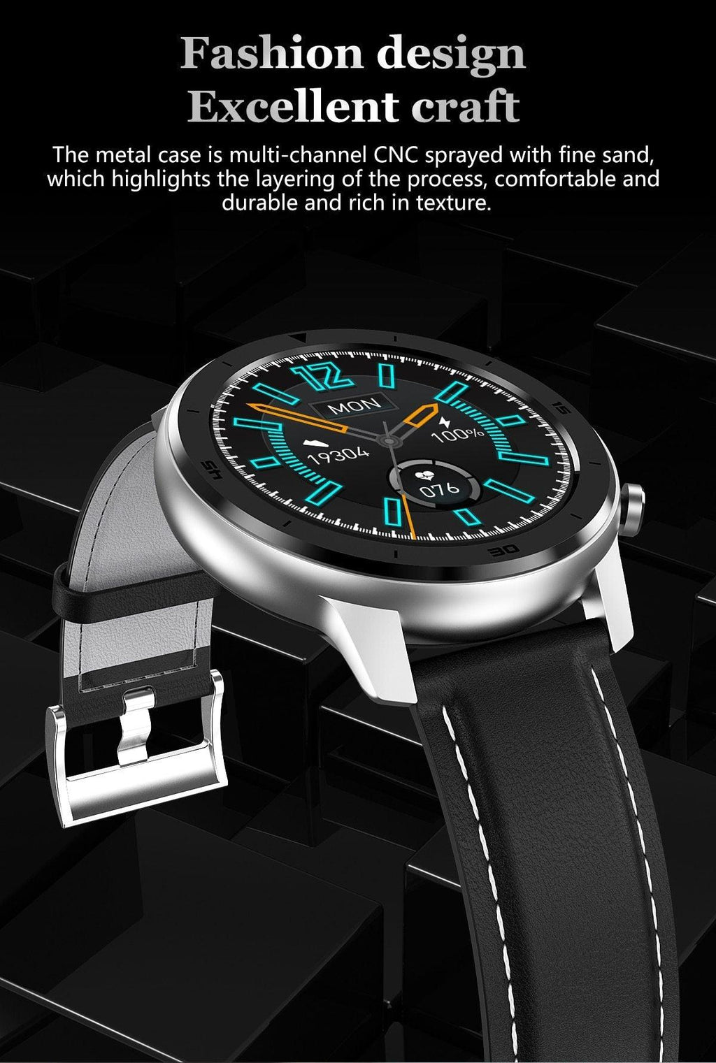 Luxury IP68 Round Touch Smartwatch for Men: 5-Day Battery, HR & BP Tracker