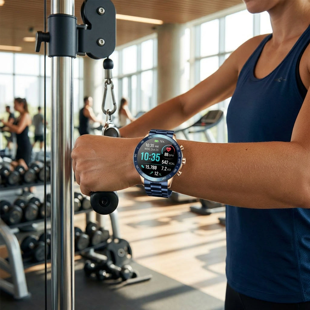 EliteFit Pro Smartwatch worn in gym